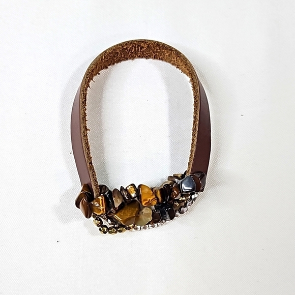 Brown Leather & Stone Bracelet - Picture 3 of 4